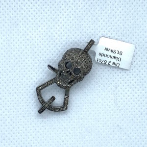 Paved Diamond Clasp 35mm x 16mm Skull Face