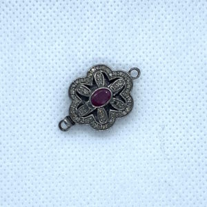 Paved Diamond and Ruby Box Clasp 30mm x 20mm