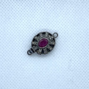 Paved Diamond and Ruby Box Clasp 25mm x 15mm