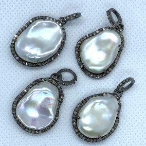Paved Diamond Pearl Pendant