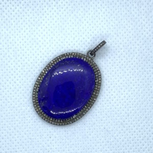Paved Diamond Lapis Lazuli Pendant (Oval)