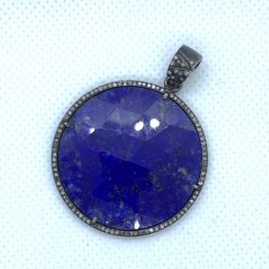 Paved Diamond Lapis Lazuli Pendant (Round)