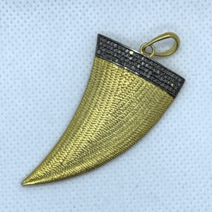 Paved Diamond Horn Shape Pendant with Bail GD