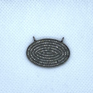 Paved Oval Pendant with 2 Rings