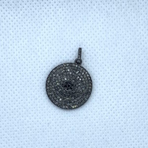 Paved Diamond Evil Eye Pendant (Blue Sapphire Eye) with Bail