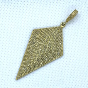 Paved Diamond Gold Plated Diamond Shape Pendant with Bail