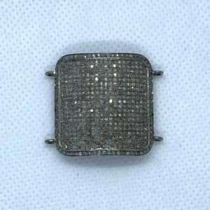 Paved Diamond Square Pendant with Rings