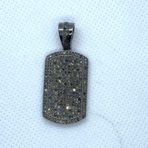 Paved Diamond Dog Tag with Bail