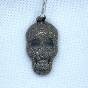 Paved Diamond Skull Face Pendant with Bail