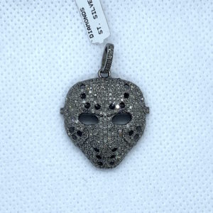 Paved Diamond Alien Face Pendant with Bail