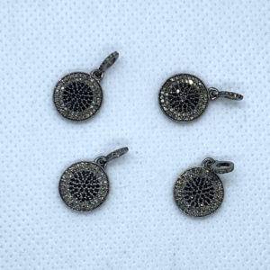 Paved Diamond and Black Spinal 12mm Pendant with Bail