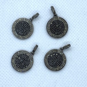 Paved Diamond and Black Spinal 15mm Pendant with Bail