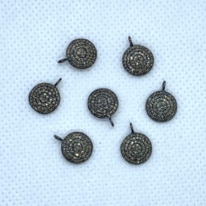 Paved Diamond 10mm Raised Dome Charm with Ring