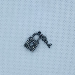 Paved Diamond Lock and Key Charm