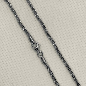 Stg. Silver Margarita-40 Chain with Clasp (Rhodium Plated)