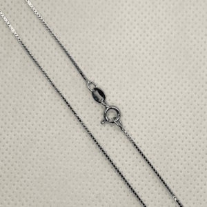 Stg. Silver Box 15 Chain with Clasp (Rhodium Plated)