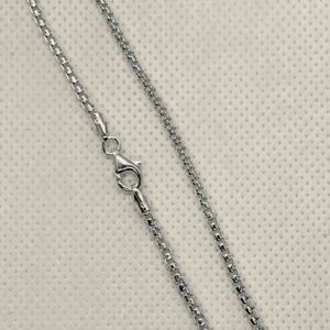 Stg. Silver Half Round Box-35 Chain with Clasp