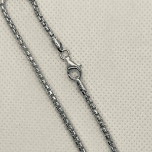 Stg. Silver Half Round Box-50 Chain with Clasp