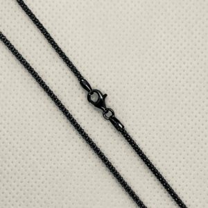 Stg. Silver Popcorn-180 Chain with Clasp (Black Rhodium Plated)