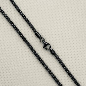 Stg. Silver Popcorn-250 Chain with Clasp (Black Rhodium Plated)