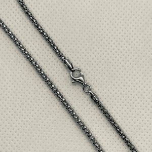 Stg. Silver Popcorn-250 Chain with Clasp (Rhodium Plated)