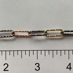 Sterling Silver Paper Clip 3 Color Chain MGS251R46