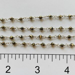 Pyrite 4mm SILV Wire Wrapped Chain