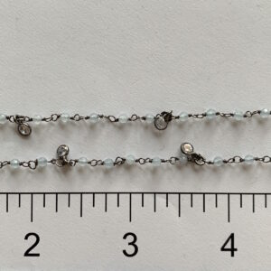 Blue Quartz & CZ Dangle BRH Wire Wrapped Chain