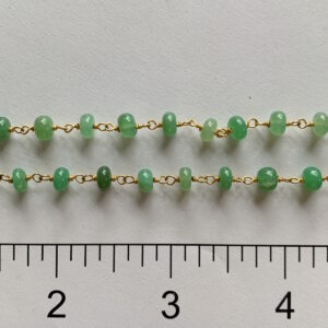 Chrysophase Smooth Bead  Wire Wrapped Chain