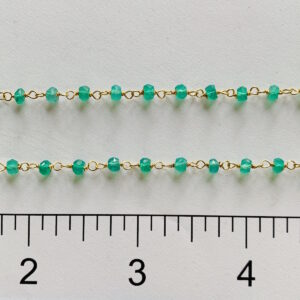 Green Onyx 3.5mm  GPS Wire Wrapped Chain