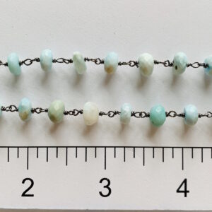 Larimar 6mm +/-  Wire Wrapped Chain