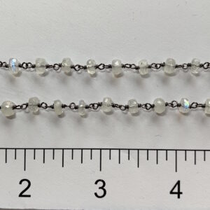Rainbow Moon Stone 4mm +/- BRH Wire Wrapped Chain