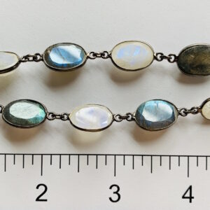 Rainbow Moon Stone & Labradorite BRH Bazel Chain