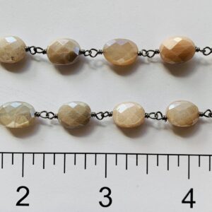 Mystic Moon Stone 8 x 10mm Oval BRH Wire Wrapped Chain
