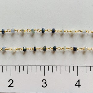 Natural Shaded Blue Sapphire GPS Wire Wrapped Chain