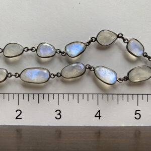 Rainbow Moon Stone Oval BRH Bazel Chain